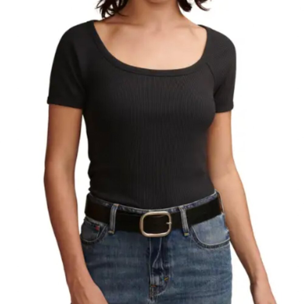 Lucky black slim tee, size L